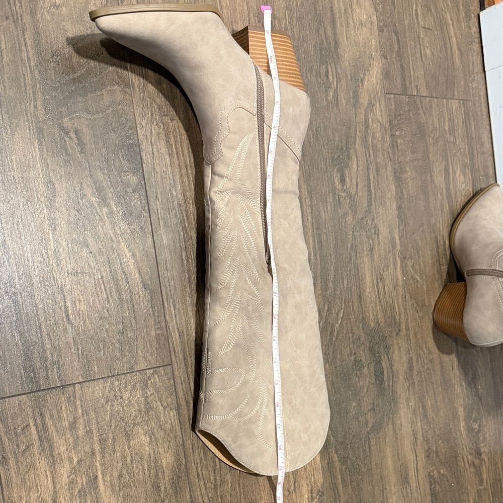 Pink Lily Shania Tan Knee-High Women's Cowboy Boots 8.5 New - Picture 10 of 16